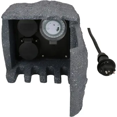 Presa da giardino MH 2×T13 timer design pietra grs resina 1.4m con T13 10A 