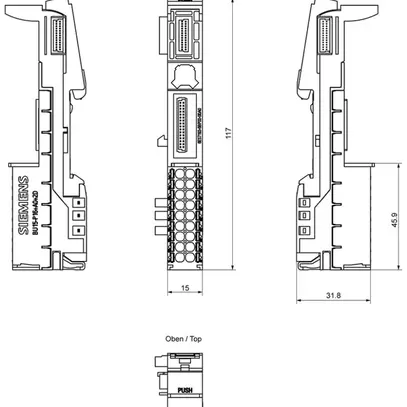Unità base PLC Siemens SIMATIC ET200SP A0 BU15-P16+A0+2D, push-in 