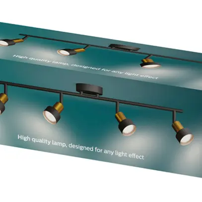 Spot Philips Conduit GU10 4×5W 694×134mm nero/ottone 