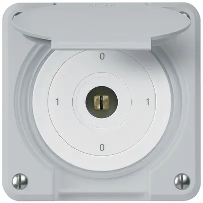 Interrupteur à clé carrée ENC robusto IP55 avec clapet S0/1P gris 