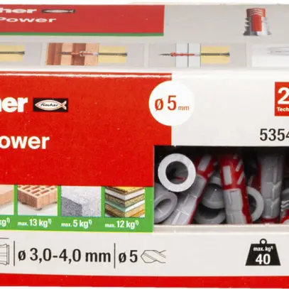 Tassello universale fischer DuoPower 5×25mm nylon grigio/rosso 