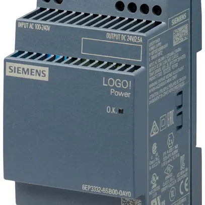 Alimentazione Siemens LOGO!POWER, IN:100…240VAC, OUT:24VDC/2.5A, 3UM 
