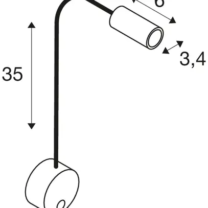 Lampada a muro LED SLV DIO FLEX PL switch 1.9W 82lm 3000K 45° zoccolo Ø90mm nero 