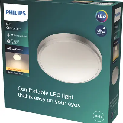 Plafoniera LED Philips Balance 17W 1500lm 2700K IP44 Ø313mm nichel 