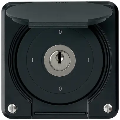Interruttore a chiave INC robusto IP55 con copertura S0/2P nero 
