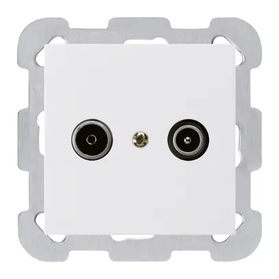 UP-Antennendose kallysto R/TV 14dB Durchgangsdose weiss mit Befestigungsplatte 