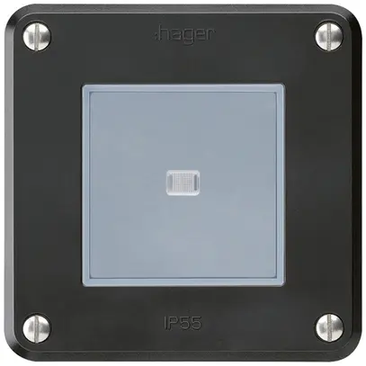 Contatto pulsante INC robusto IP55 nero illuminato 