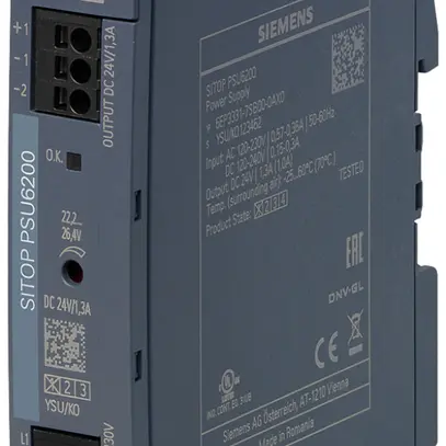 Alimentation Siemens SITOP, IN: 120…230VAC (120…240VDC), OUT: 24VDC/1.3A 