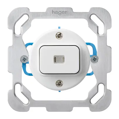 Inserto per pulsante luminoso INC basico c/1L con placca di fissaggio bianco 