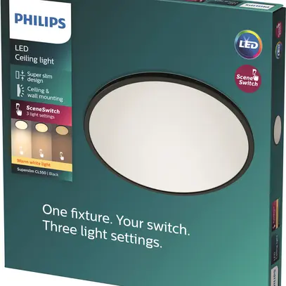 LED-Deckenleuchte Philips SceneSwitch 15W 1300lm 2700K IP44 DIM Ø250mm schwarz 