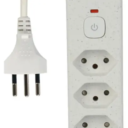 Presa multipla Re:Life 10A con interruttore ACC/CHIUS 3×T13 3×USB 1.8m bianco 