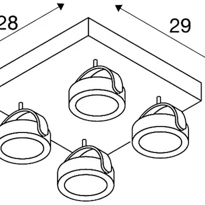 LED-Decken-/Wandleuchte KALU 4 square, 60W 3000K dimmbar 60° IP20 schwarz 