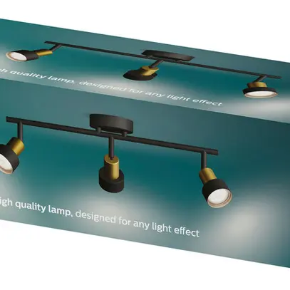 Spot Philips Conduit GU10 3×5W 484×134mm nero/ottone 