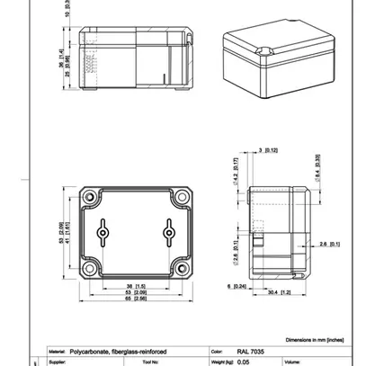 Scatola per apparecchio RW CUBO D 53×65×36mm DPCP grigio 