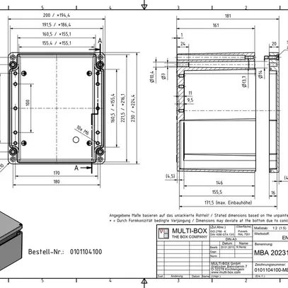 Scatola alluminio SWIB ENSTO AG 230×200×180mm IP66 grigio 