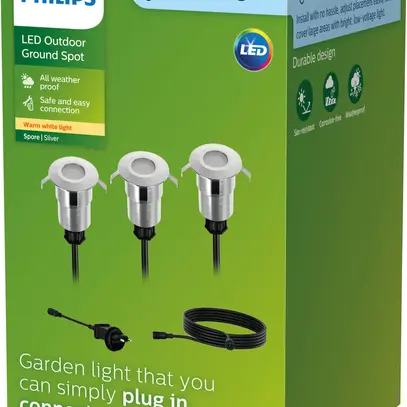 Luminaire de sol LED INC Philips Spore IP67 1W 120lm 2700K 65° Ø40mm arg 3 pcs 