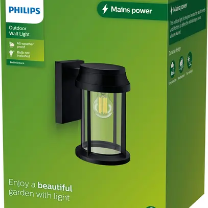 Applique Philips Bellini RD E27 1×25W IP44 Ø160×260×210mm noir 