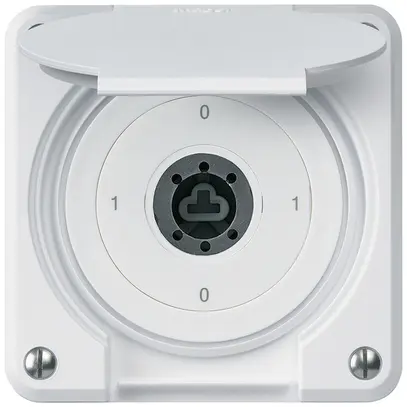 UP-Schlüsselschalter robusto IP55 Klappdeckel ohne Zylinder S0/2P weiss Kombi 