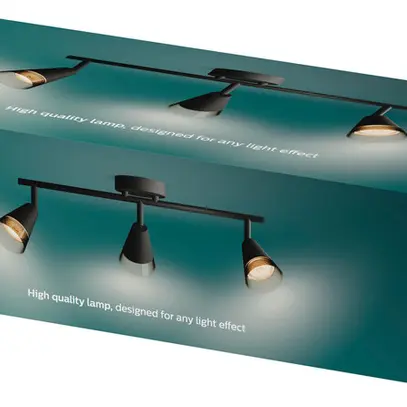 Spot Philips Cleft GU10 3×5W 484×152mm noir 