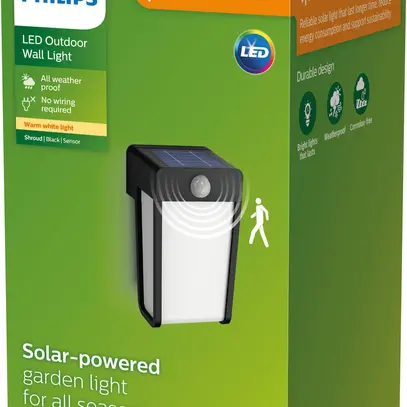LED-Wandleuchte Philips Shroud Solar FR IR SEN 2.3W 250lm 827 IP44 schwarz 