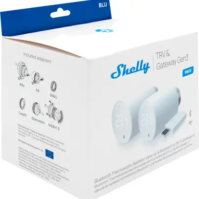 Kit servomoteur RF Shelly BLU TRV SET 2 BLE M30×1.5 1×adaptateur 