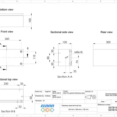 Scatola di raccordo nVent HOFFMAN SSTB 300×150×120mm IP66 grigio 