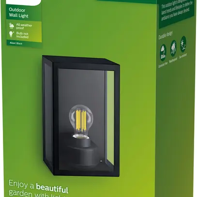 Applique Philips Alzor E27 1×25W IP44 260×170×100mm nero 