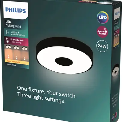 Plafoniera LED Philips Coiner 24W 2700lm 2700K Ø389mm nero 