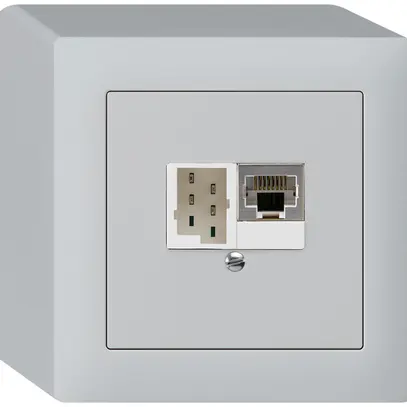 Scatola AP kallysto 1×RJ45s+1×TT83 grigio chiaro 