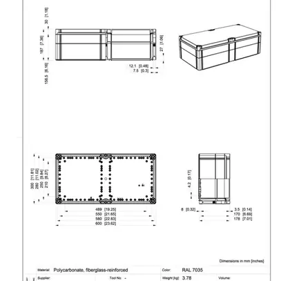 Scatola per apparecchio CUBO O 300×600×180 