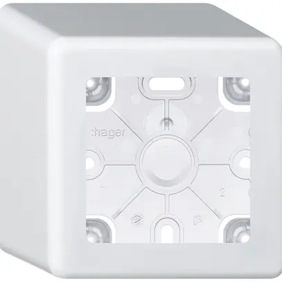 Boîtier AP Hager basico 1×systo blanc 