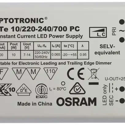 Alimentazione a corrente costante OTe 10, per LED 700mA 10W 240V 