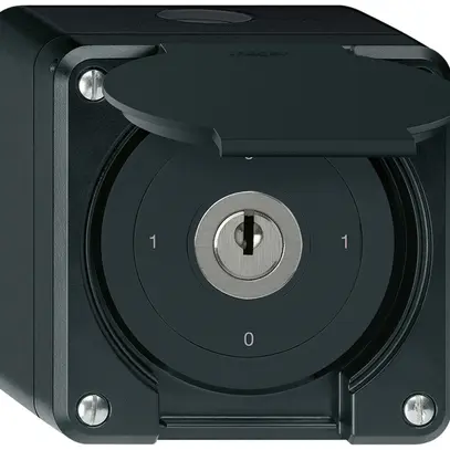 Interrupteur à clé AP robusto IP55 avec clapet S0/2P noir 