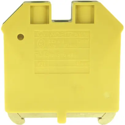 Borne de terre joignable Woertz 4…10mm² vis 2×1 rail DIN 35mm vert/jaune 