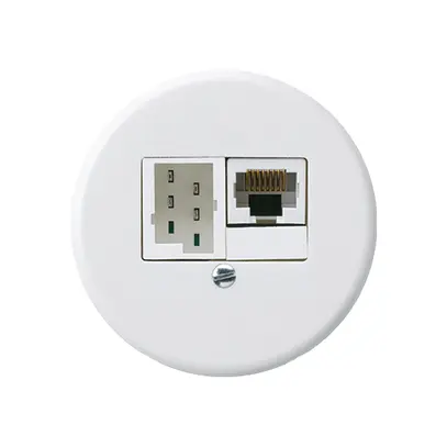 Inserto per scatola INC basico 1×RJ45u+1×TT83 bianco 