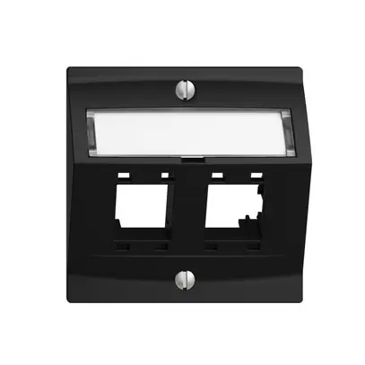 Kit montaggio EDIZIOdue, con cappa di uscita obliqua, per 2×RJ45, nero 