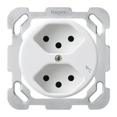 Insert pour prise ENC basico 2×type 13S avec plaque de fixation blanc 