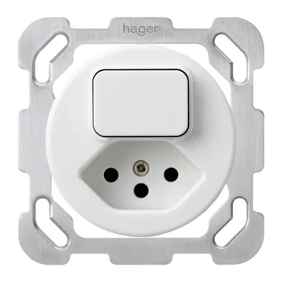 Inserto per combinazione INC I basico 6+tipo 13 bianco con placca di fissaggio 
