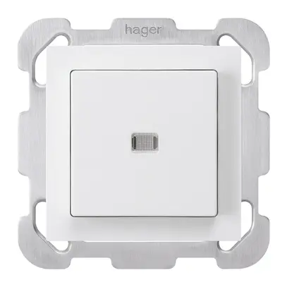 Contact à poussoir lumineux ENC kallysto AR/1P blanc avec plaque de fixation 