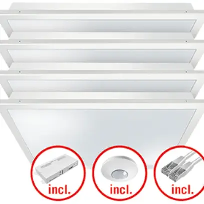 Set di lampade LED INS ESYLUX CELINE-2 600×600 4×30W 840 16800lm opale 