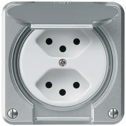 Presa INC robusto 2×tipo 13 alluminio per combinazione 