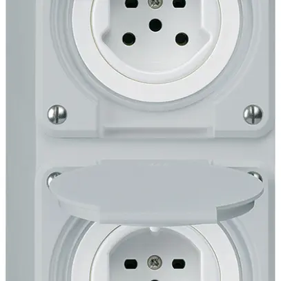 Combi AP 2×1 HA robusto 2×tipo 15 con morsetti a innesto con coperchio grigio 