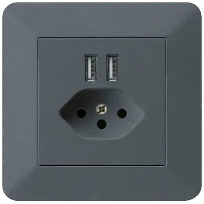 Prise ENC 2×USB & T13 kallysto.trend 2400mA anthracite 