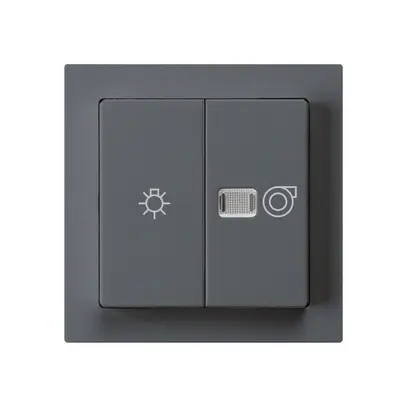 Interruttore luminoso kallysto 1/1L antracite con simbolo illuminaz.+ventilazio. 