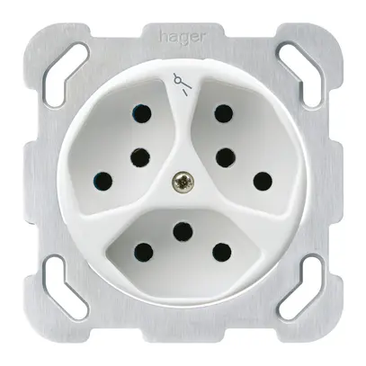 Inserto per presa INC basico 3×tipo 13S con placca di fissaggio bianco 