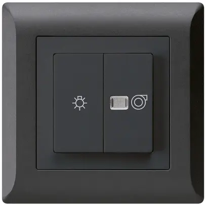 Interruttore luminoso INC kallysto.line nero 1/1L simbolo illumin.+ventilazione 