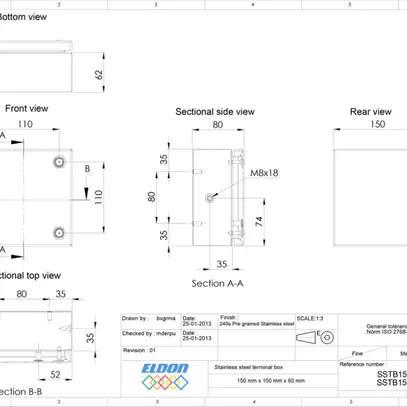 Klemmenkasten nVent HOFFMAN SSTB 150×150×80mm IP66 grau 