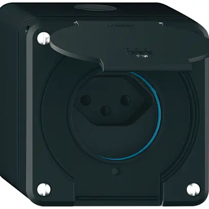 Prise AP robusto 1×type 13 lumineux IP55 noir 