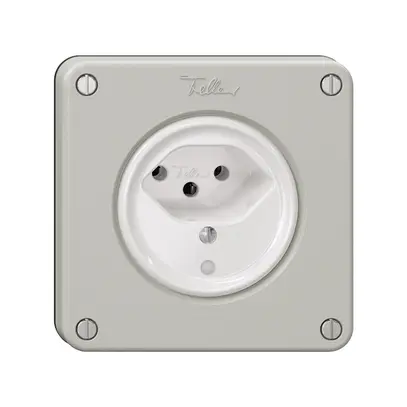 Steckdose NEVO, 1×T13, m.LED, lichtgrau 