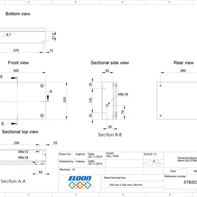 Boîtier de raccordement nVent HOFFMAN STB 300×200×80mm IP66 gris 